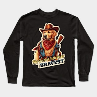 golden retriever cowboy Long Sleeve T-Shirt